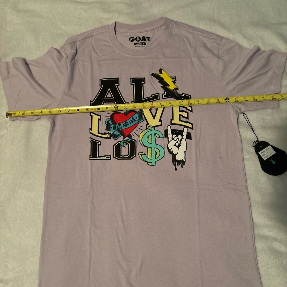 Goat Brand Graphic Tee Lilac Color Mens Large All Love Lost